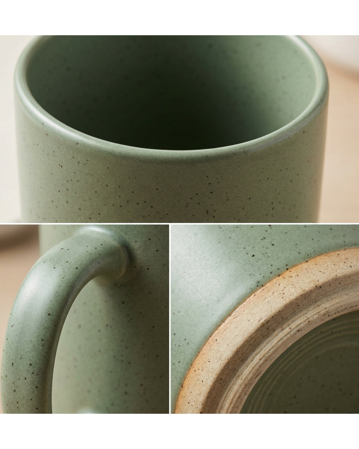 Fdgwm Speckled Stoneware Coffee Mug 14 oz Sage - Detail view