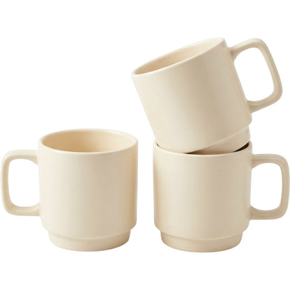 Fdgwm Stackable Ceramic Coffee Mugs Two Piece Cream - Product view